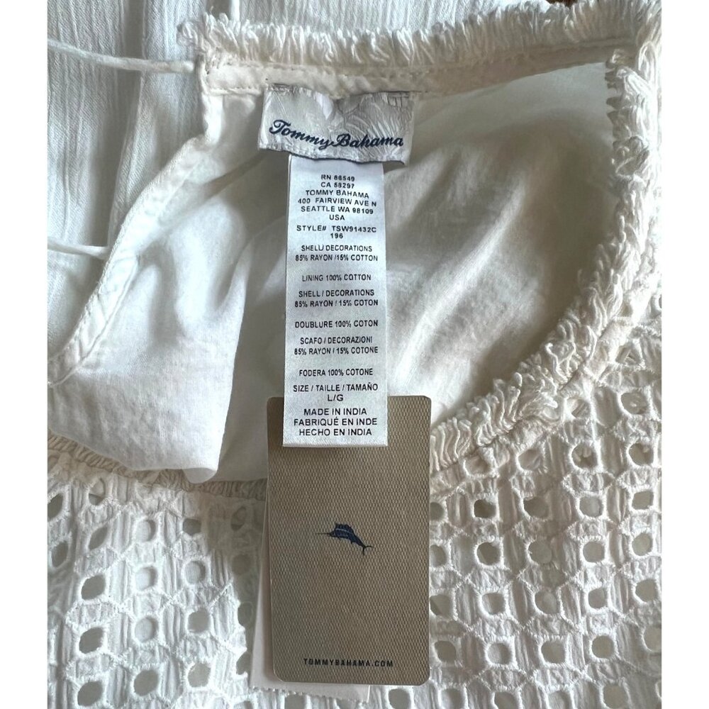 Tommy Bahama Womens Crinkle Rayon Sleeveless Dress Casual Beachwear Size Large - Picture 14 of 16